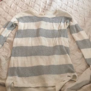 Hollister Silver and White Striped Sweater!!❄️